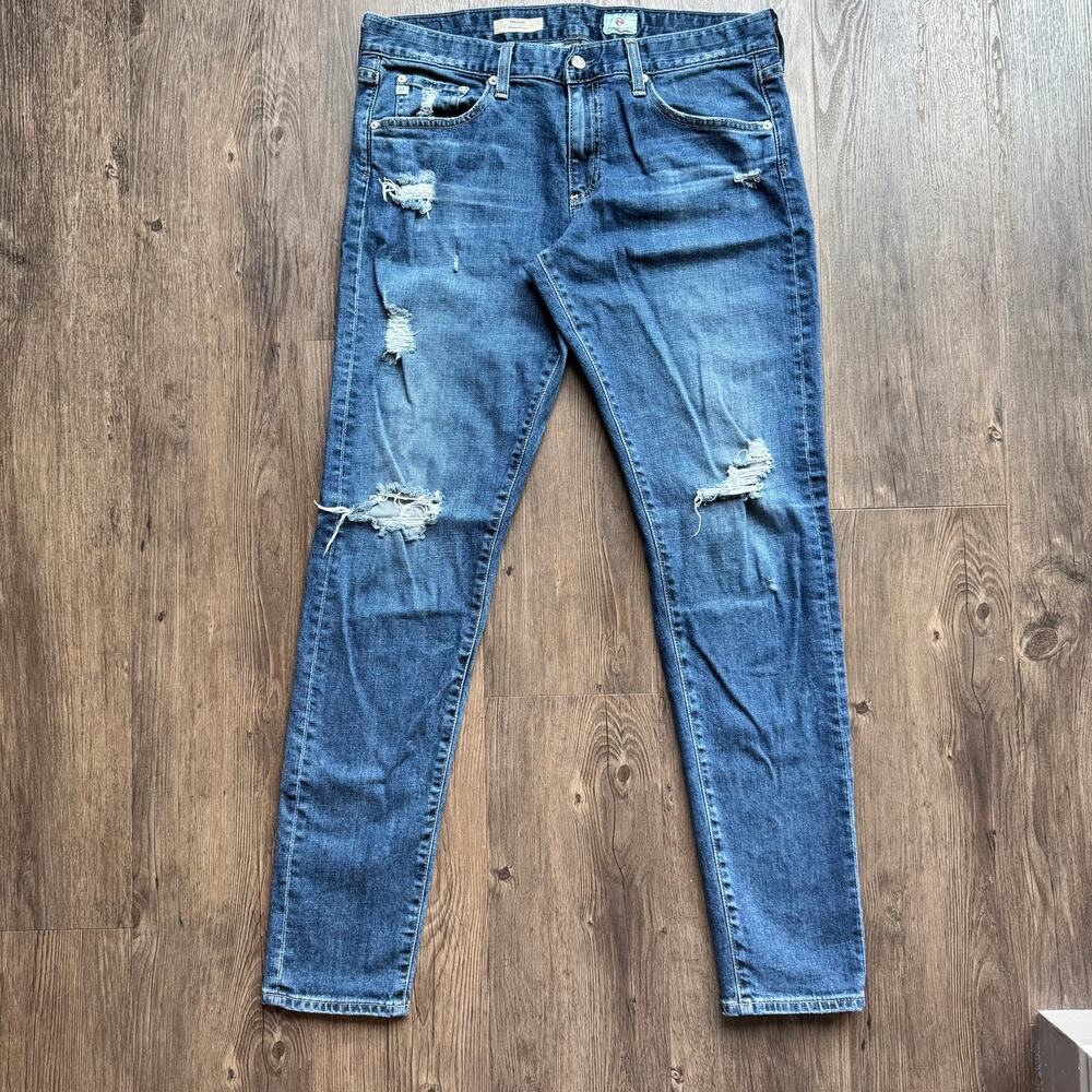 AG Adriano Goldschmied Nikki Relaxed Skinny Distressed Jeans Mid Rise 30R Denim